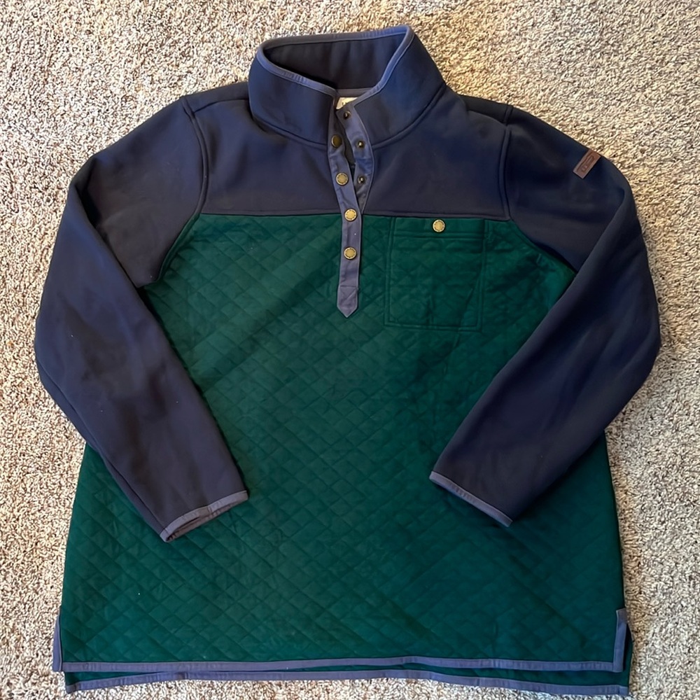 LL Bean quilted sweatshirt mockneck tunic color block size 1X VGUC